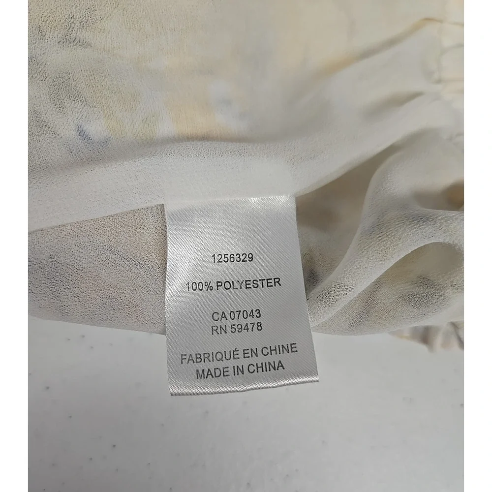 Joie Womens Blouse White Yellow Floral Half Sleeve Smocked Off Shoulder Size M